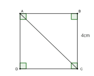 Cho ABCD là hình vuông cạnh 4cm hình vẽ Khi đó độ dài đườ